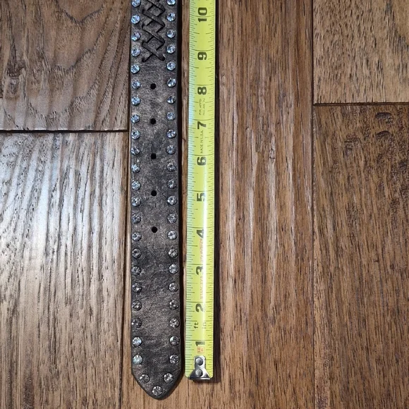 Genuine Leather Western-Style Belt with Ornate Buckle - Brown - Picture 4 of 7